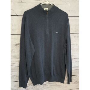Vineyard Vines Mens Size L The Shep Gray 1/3 Zip Mockneck Long Sleeve Sweater